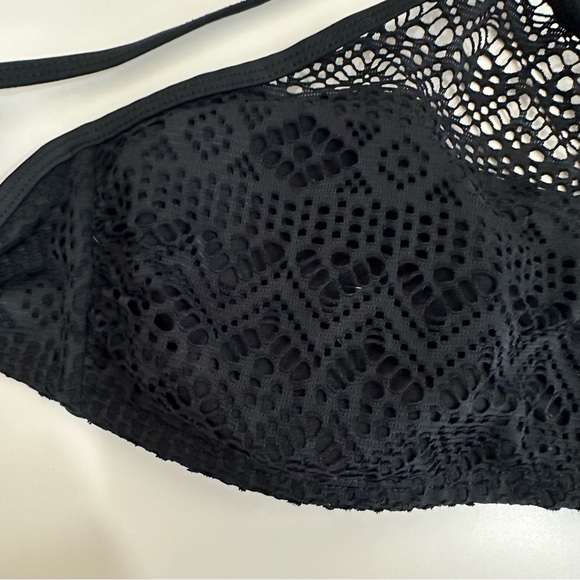 No Boundaries Womens Black Lace Halter Bikini Swimsuit Top Large (11-13) - Picture 3 of 7